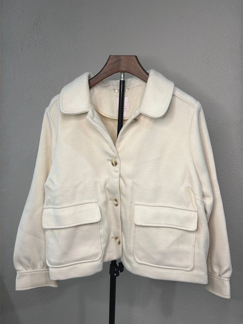 Lauren Conrad Ivory Wool-Blend Longline Coat • 1X